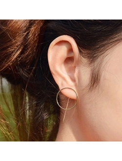 YUELILI Geometric Modeling Simple Golden Earrings Girl Woman