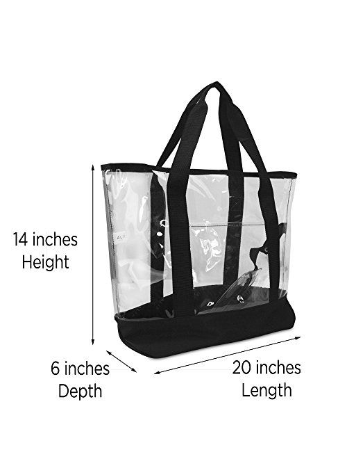 DALIX 20" Large Clear Tote Bag with Small Pouch 