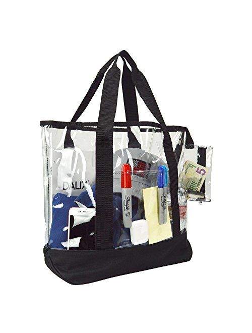 DALIX 20" Large Clear Tote Bag with Small Pouch 