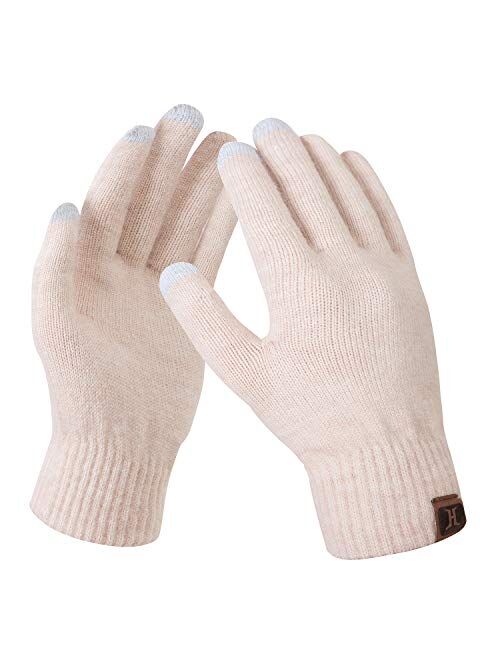 Winter Wool Mitten Gloves For Women Warm Knit Touchscreen Thermal Cable Gloves With Thick Fleece Lining