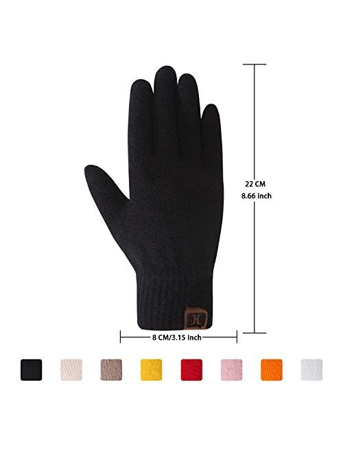 Women's Winter Touchscreen Stretch Thermal Magic Gloves Warm Wool Knitted Thick Fleece Lined Texting Gloves for Women