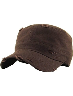 Vintage Distressed Cadet Army Cap Basic Everyday Military Style Hat