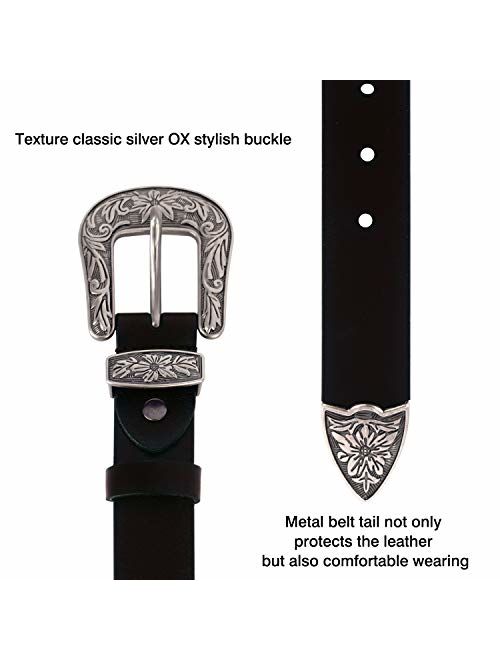 Women Leather Belts Vintage Designer Western Waist Fossil Dress Belts for Women Jeans Genuine Slim Pants Waistband Sash