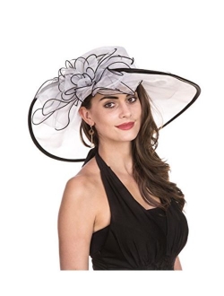 Lucky Leaf Women Kentucky Derby Church Cap Wide Brim Summer Sun Hat for Party Wedding