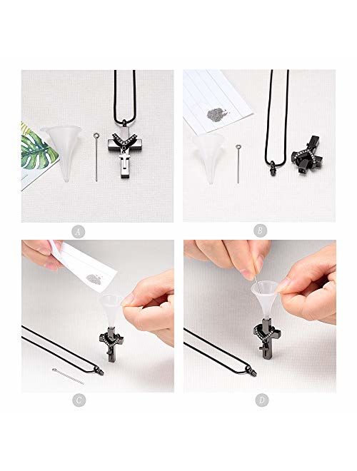 Stainless Steel Cross Memorial Cremation Ashes Urn Pendant Necklace Keepsake Jewelry Urn