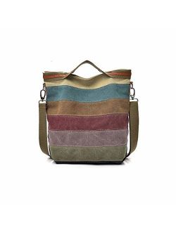 Womens Shoulder Bags Canvas Hobo Handbags Multi-Color Casual Messenger Bag Top Handle Tote Crossbody Bags, Stripe, One Size
