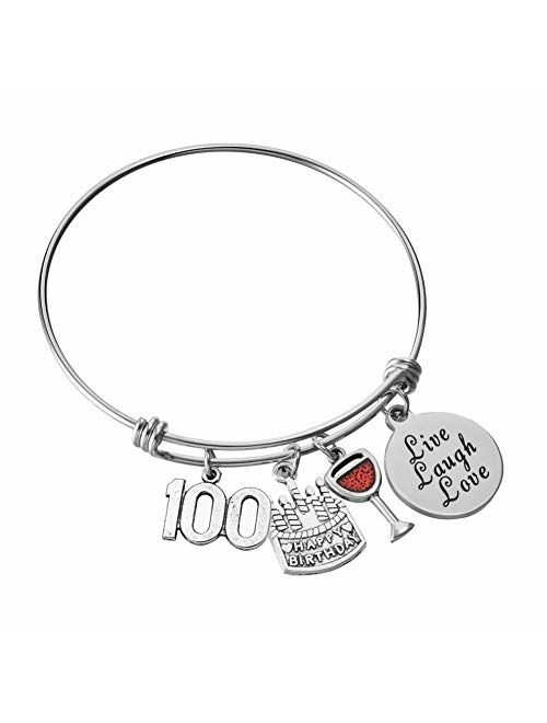 Miss Pink Birthday Jewelry Gifts for Her Stainless Steel Expandable Bangle for Your Family and Friends