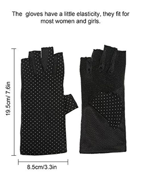 Maxdot Sunblock Fingerless Gloves Non-slip UV Protection Driving Gloves Summer Outdoor Gloves for Women and Girls