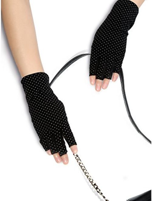 Maxdot Sunblock Fingerless Gloves Non-slip UV Protection Driving Gloves Summer Outdoor Gloves for Women and Girls