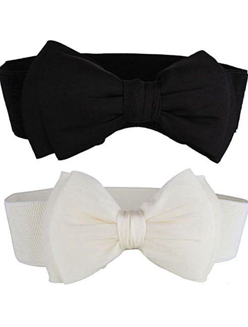 SportsWell Women's Fashionable Bowknot Wide Belt Girls Lady Stretch Cinch