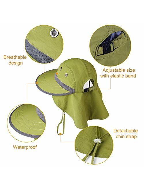 Camptrace Safari Sun Hats for Women Wide Brim Fishing Sun Hat with Neck Flap Ponytail Packable Summer Cooling Sun UPF Protection for Hiking Hunting Camping Outdoor Cap