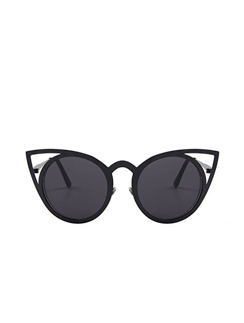 MERRY'S Cat Eye Sunglasses Round Metal Cut-Out Flash Mirror Lens Sun glasses S8064