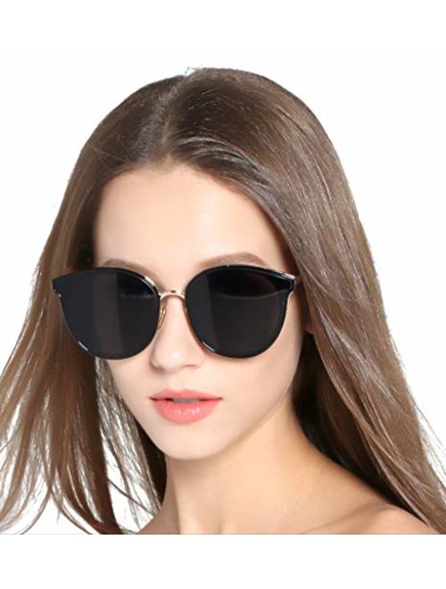 Oversized Sunglasses for Women, Round Mirroed lens U117