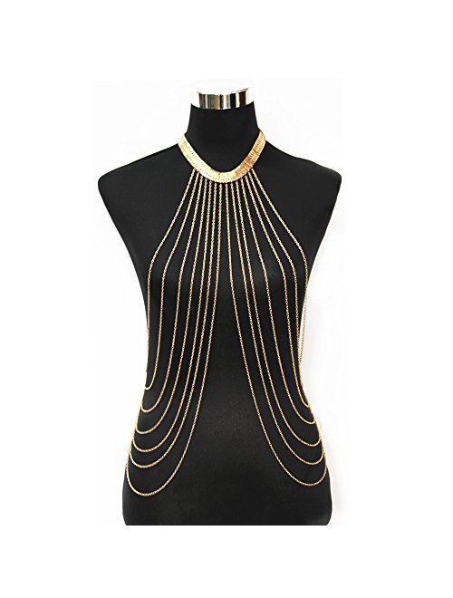 JOJO & LIN 2019 New Gold Body Chain Harness Adjustable with Fine Chain Multirow Necklace Gold Chain Necklace Chain Jewelry Chains for Women