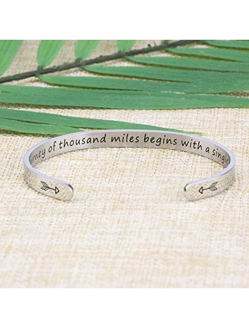 Joycuff Inspirational Mantra Cuff Bracelets for Women Friend Encouragement Gift for Her Personalized Birthday Jewelry