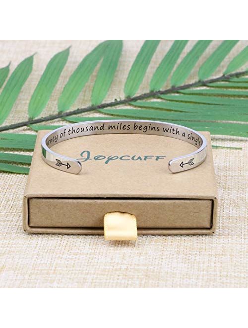 Joycuff Inspirational Mantra Cuff Bracelets for Women Friend Encouragement Gift for Her Personalized Birthday Jewelry