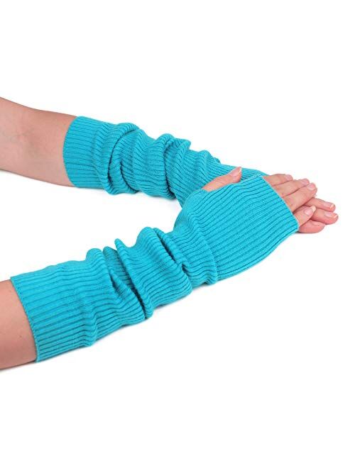 Flammi Women's Knit Arm Warmer Gloves Warm Cashmere Long Fingerless Mittens with Thumb Hole