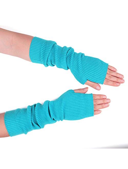 Flammi Women's Knit Arm Warmer Gloves Warm Cashmere Long Fingerless Mittens with Thumb Hole