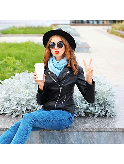 Lanzom Women Wide Brim Warm Wool Fedora Hat Retro Style Belt Panama Hat