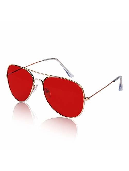 Sunny Pro Aviator Sunglasses Colored Tinted Lens Glasses Metal UV400 Protection