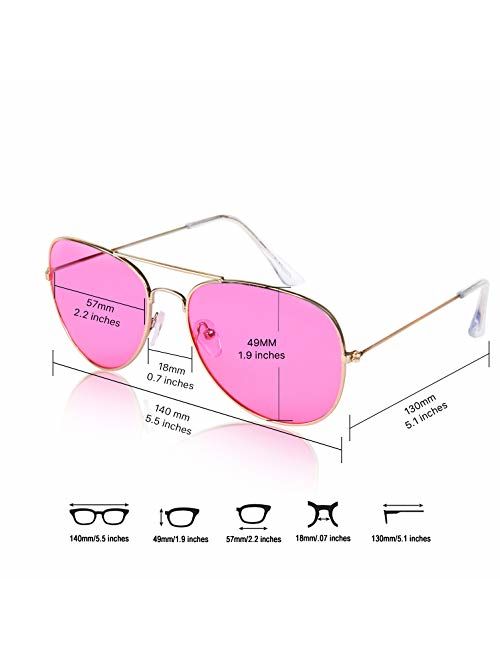 Sunny Pro Aviator Sunglasses Colored Tinted Lens Glasses Metal UV400 Protection
