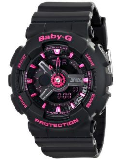 Women's BA-111-1ACR Baby-G Analog-Digital Display Quartz Black Watch