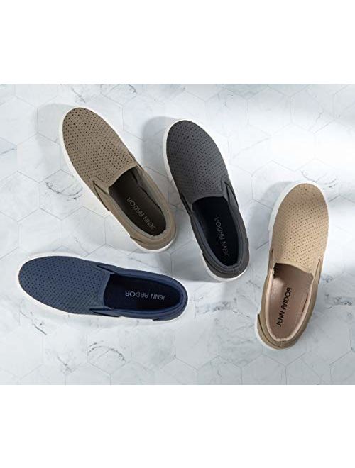 JENN ARDOR Womens Fashion Sneakers Perforated Slip on Flats Comfortable Walking Casual Shoes