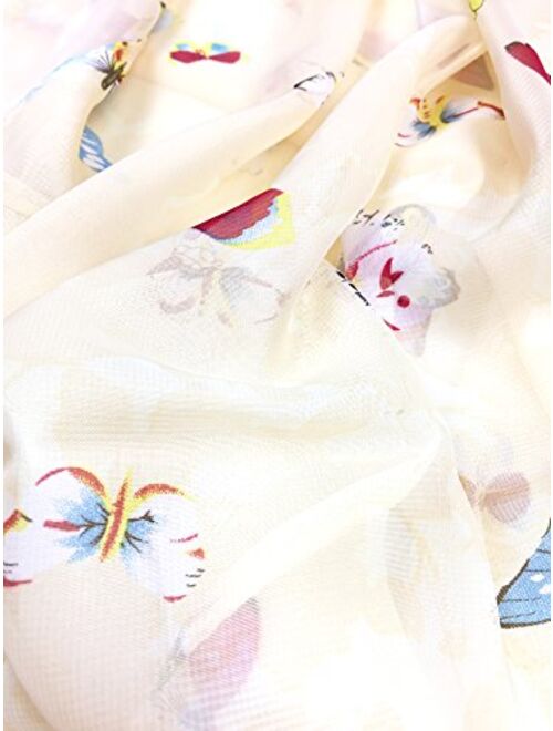 YOUR SMILE Ladies/Women's Lightweight Floral Print/Solid Color mixture Shawl Scarf For Spring Summer season