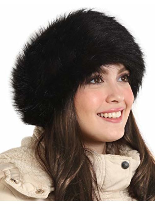Brooks Womens Faux Fur Headband - Winter Furry Earwarmer Earmuffs - Fluffy Cold Weather Ear Covering Russian Headbands