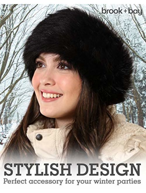 Brooks Womens Faux Fur Headband - Winter Furry Earwarmer Earmuffs - Fluffy Cold Weather Ear Covering Russian Headbands