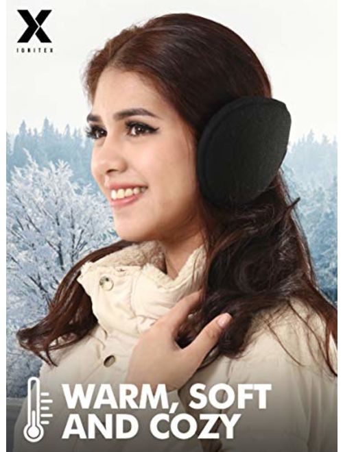 Ear Muffs for Men & Women - Winter Ear Warmers/Covers - Behind The Head Style Fleece Earmuffs Black