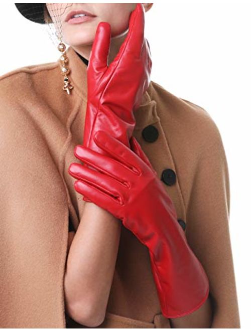 Vikideer Women's Leather Gloves Long Sleeves Full Touchscreen Winter Warm Lined Elegant Type