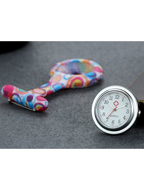 Lancardo Silicon Nurses Lapel Pin-on Brooch Fob Watch (12 Designs Pattern Print)