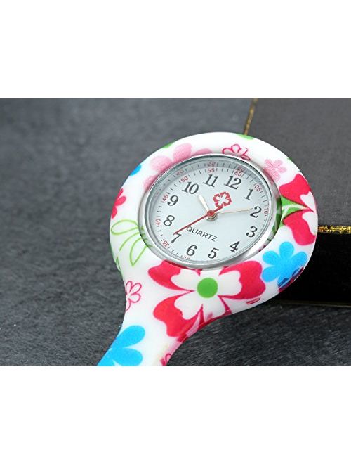 Lancardo Silicon Nurses Lapel Pin-on Brooch Fob Watch (12 Designs Pattern Print)