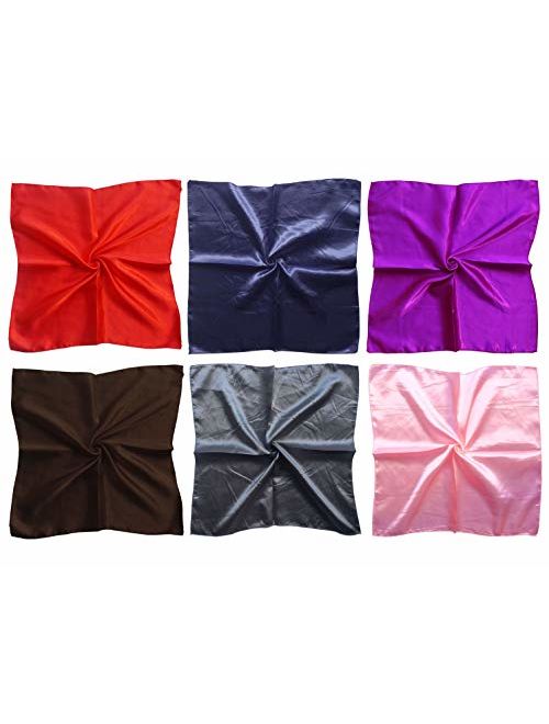 LilMents 12 Set Mixed Designs Small Square Satin Womens Neck Head Scarf Scarves Bundle