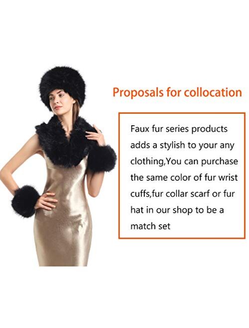 La Carrie Women's Snakeskin Print Faux Fur Wrist Cuffs,Winter Fox Furry Bands Arm Warmer