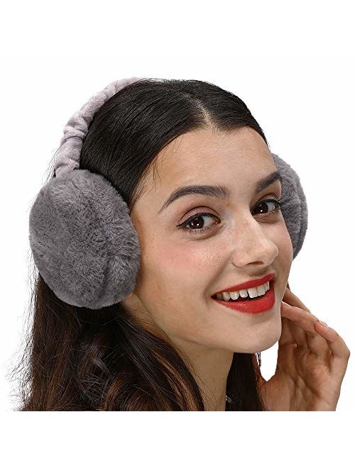 LETHMIK Faux Fur Ear Warmers,Outdoor Foldable Winter Earmuffs Womens&Mens Earlap Warm Ear Protection
