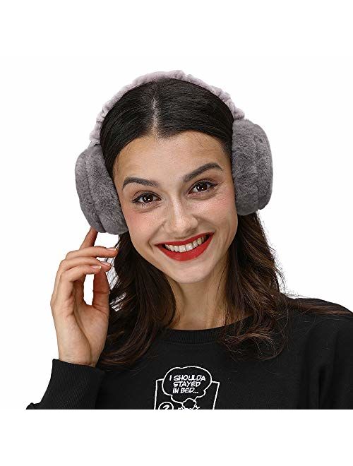 LETHMIK Faux Fur Ear Warmers,Outdoor Foldable Winter Earmuffs Womens&Mens Earlap Warm Ear Protection