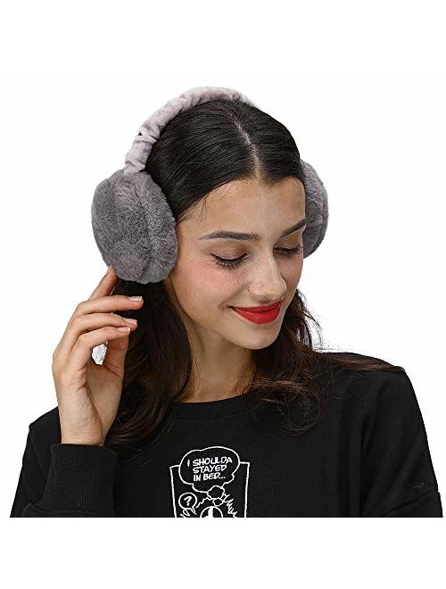 LETHMIK Faux Fur Ear Warmers,Outdoor Foldable Winter Earmuffs Womens&Mens Earlap Warm Ear Protection