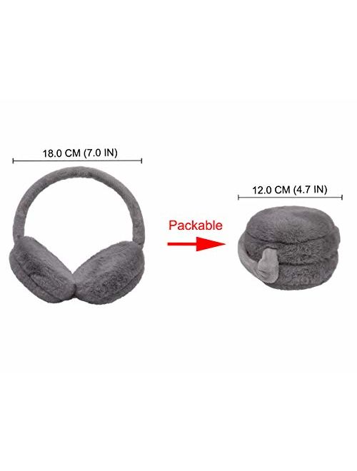 LETHMIK Faux Fur Ear Warmers,Outdoor Foldable Winter Earmuffs Womens&Mens Earlap Warm Ear Protection