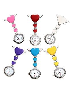 Top Plaza Womens Girls Heart Angle Wing Nurse Fob Clip On Brooch Hanging Pocket Watch