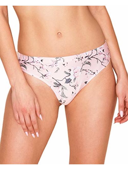 Thongs for Women Sexy Lace Back Floral Panties Invisible No-Show Seamless Underwear 6 Pack Small to Plus Size