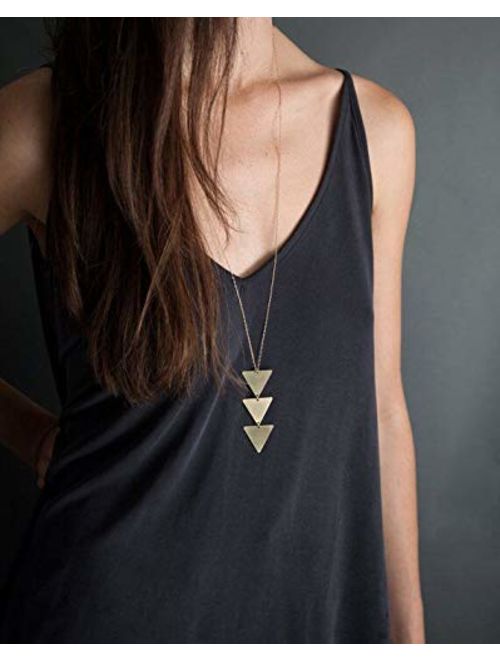 Defiro 2Pcs Y Layer Simple Bar Pendant Necklace Center Long Lariat Chain for Women Jewelry JAKIELAX