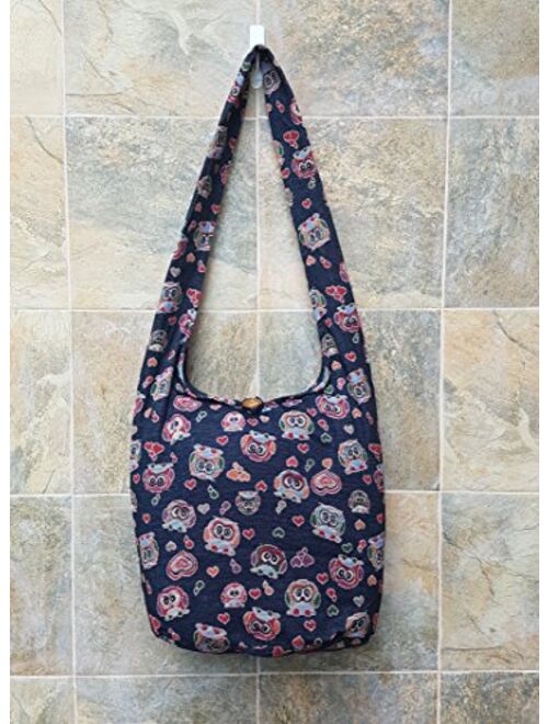 BTP! Thai Cotton Hippie Hobo Sling Crossbody Bag eco Friendly Shopping bag Paisley Print Large