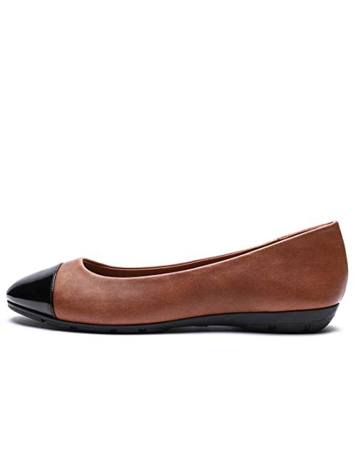 CINAK Women's Flats Comfort- Casual Round Toe Ballet Soft Walking Slip-on Dress Shoes