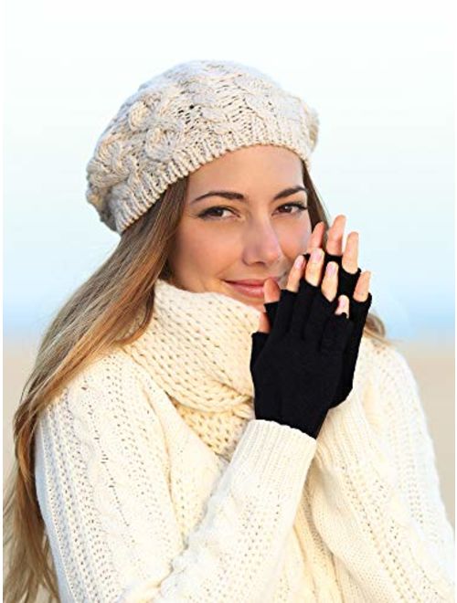 3 Pairs Half Finger Gloves Winter Fingerless Gloves Knit Gloves for Men Women