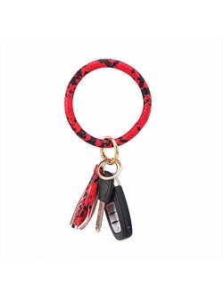 Key Ring Bracelets Wristlet Keychain Bangle Keyring - Large Circle Leather Tassel Bracelet Holder For Women Gift