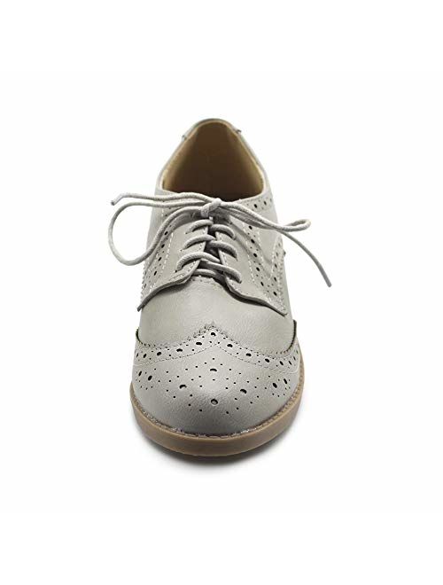 Ollio Women's Flats Shoes Wingtip Lace Up Oxfords