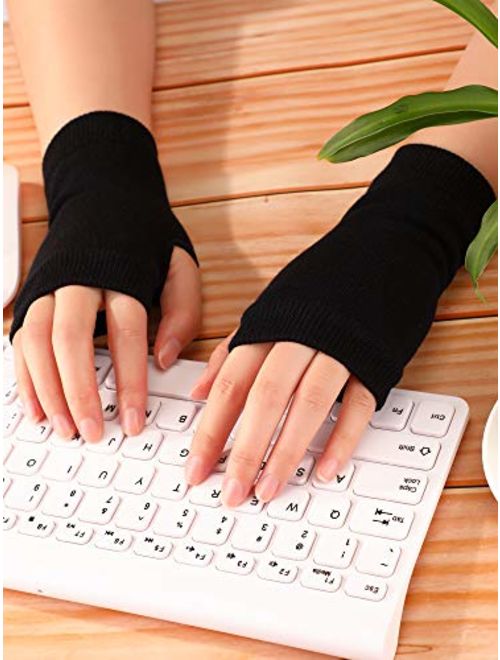 Blulu Fingerless Warm Gloves with Thumb Hole Cozy Half Fingerless Driving Gloves Knit Mittens for Men, Women