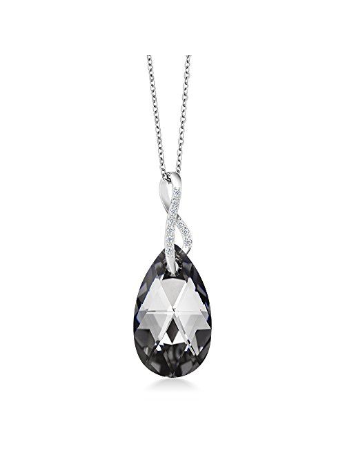 Beautiful Tear Drop Ribbon Pendant on 18inches Chain Made with Swarovski Crystals